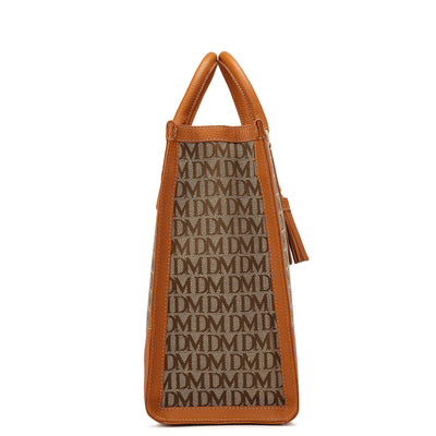 Large Canvas Wax Leather Book Tote - Orange