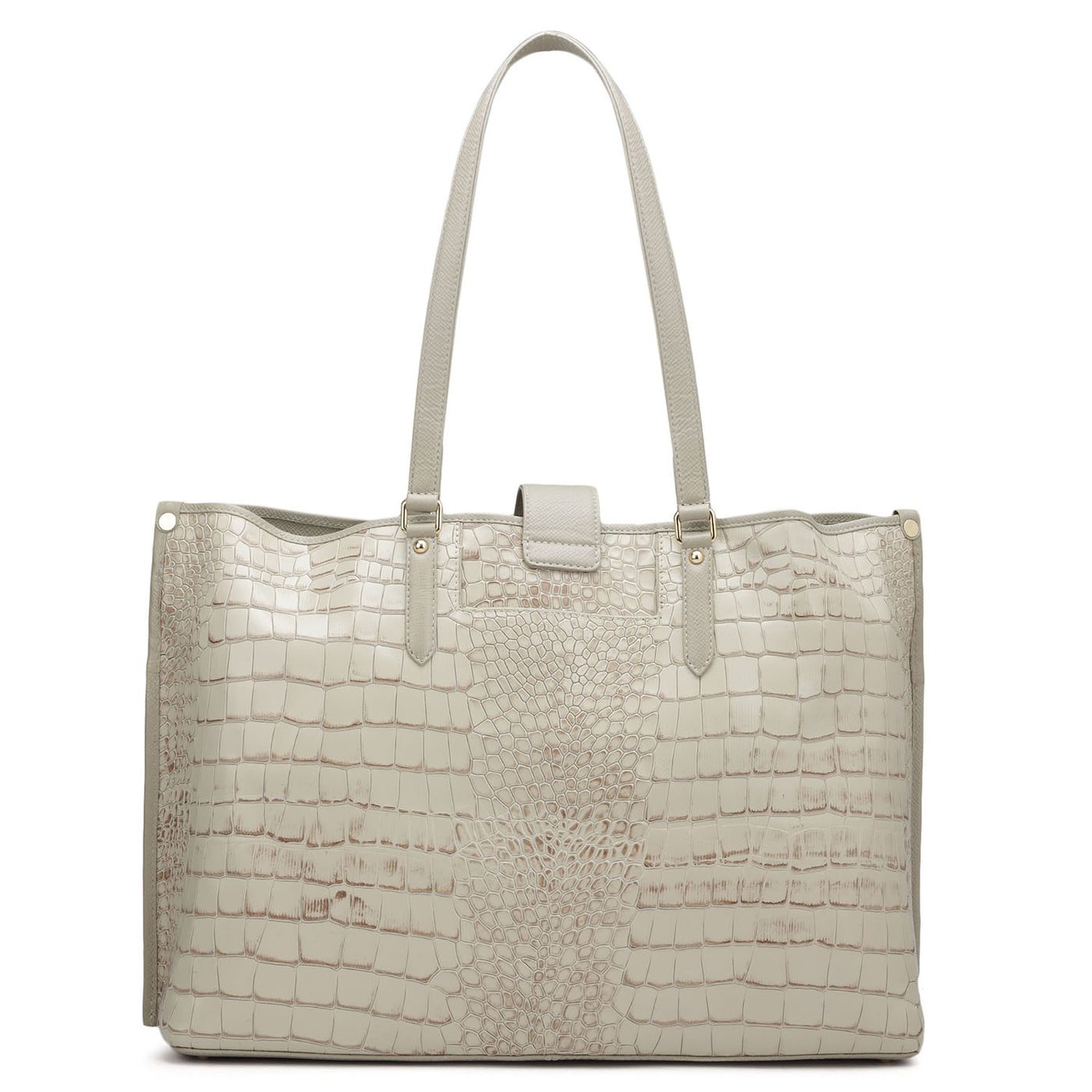 Large Croco Leather Tote - Frost