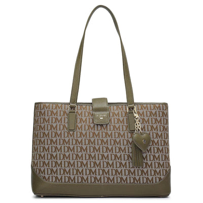 Medium Canvas Wax Leather Tote  - Moss