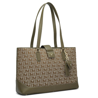 Medium Canvas Wax Leather Tote  - Moss