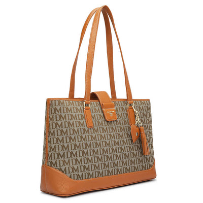 Medium Canvas Wax Leather Tote  - Orange