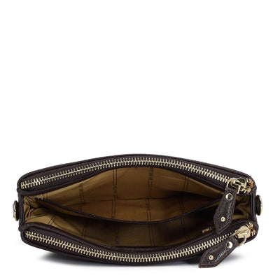 Small Croco Leather Shoulder Bag - Brown