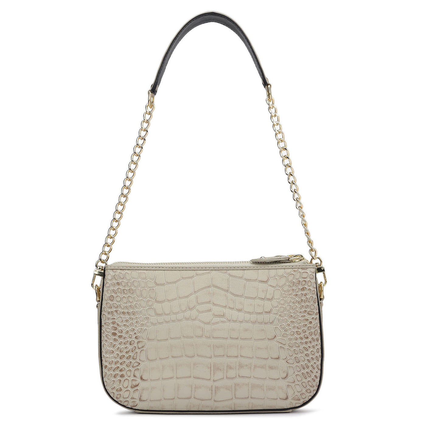 Small Croco Leather Shoulder Bag - Frost