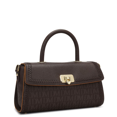 Small Monogram Franzy Leather Satchel - Chocolate