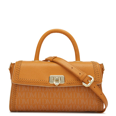 Small Monogram Leather Satchel - Flame