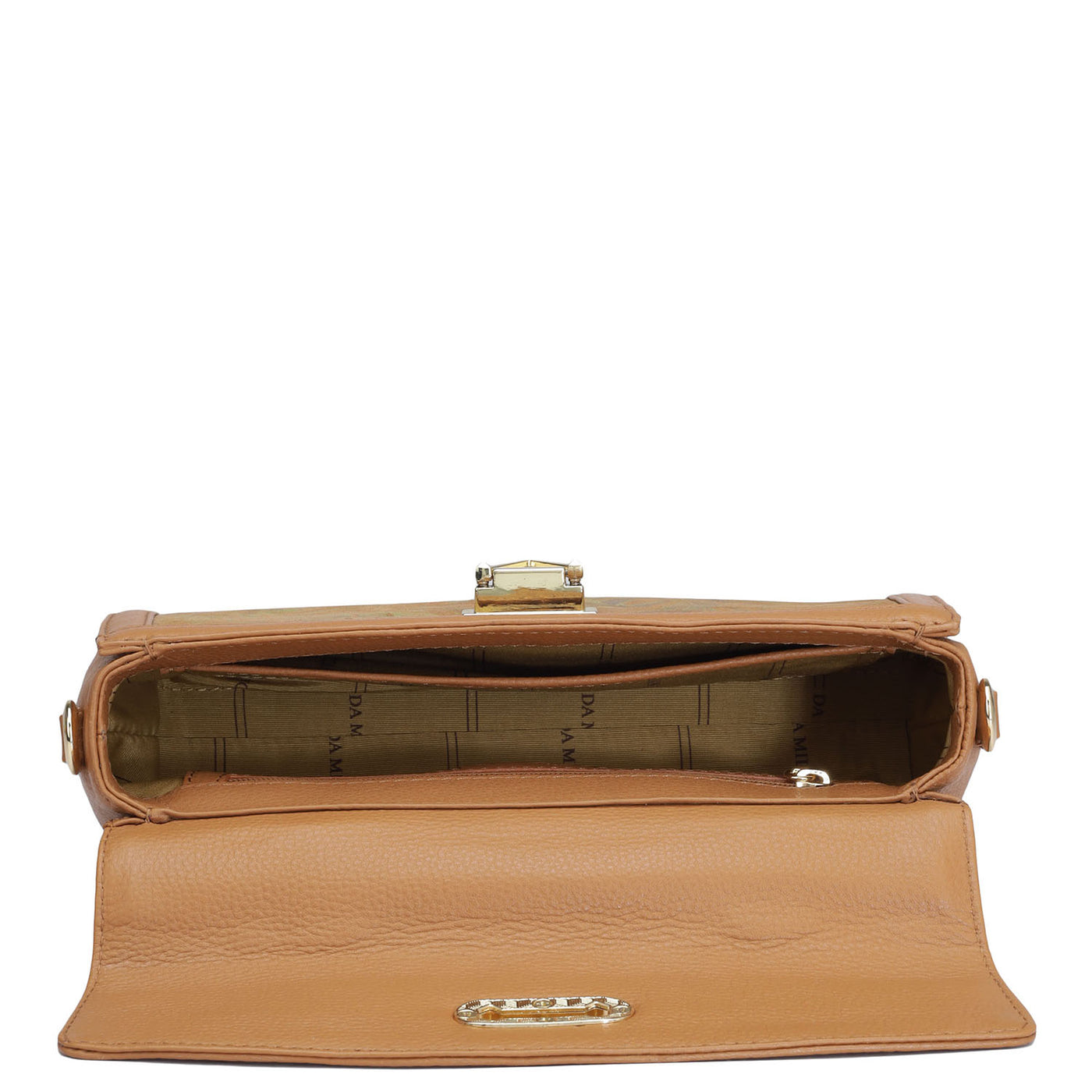 Small Floral Wax Leather Satchel - Tan