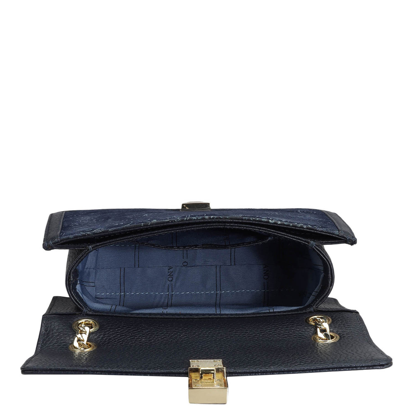 Small Floral Wax Leather Shoulder Bag - Blue