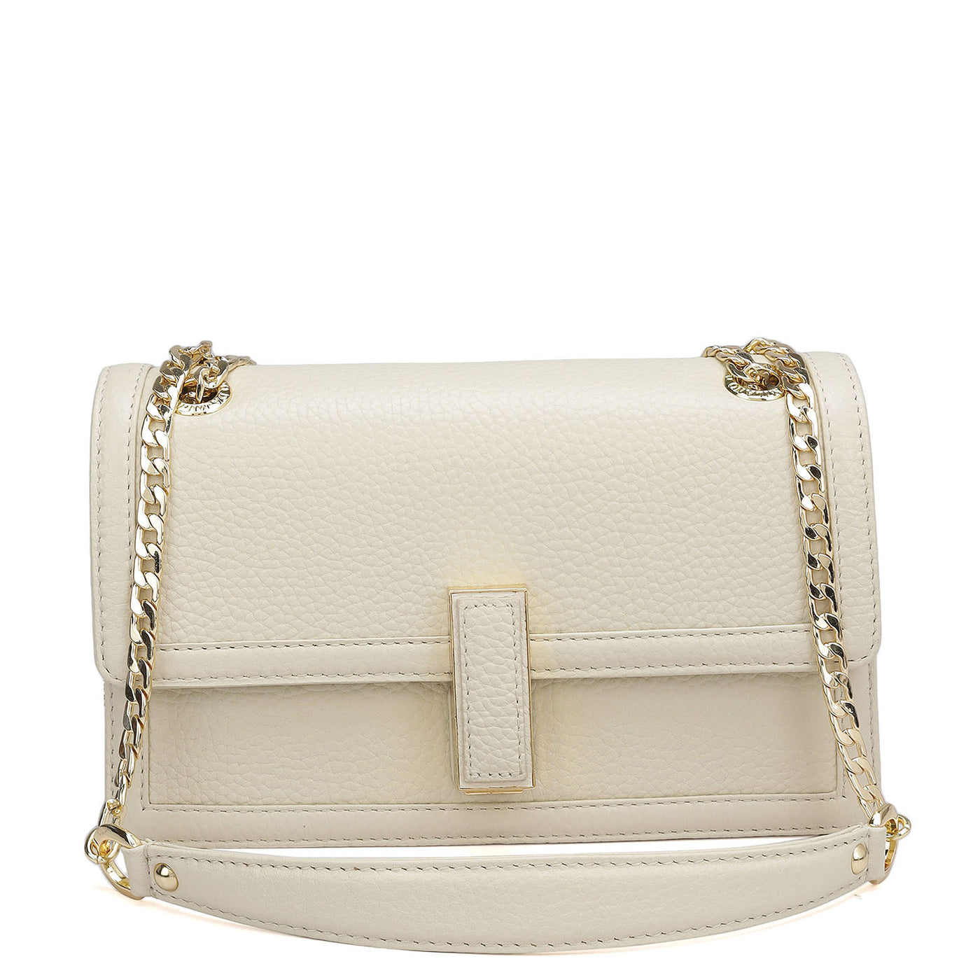 Small Wax Leather Shoulder Bag - Butter