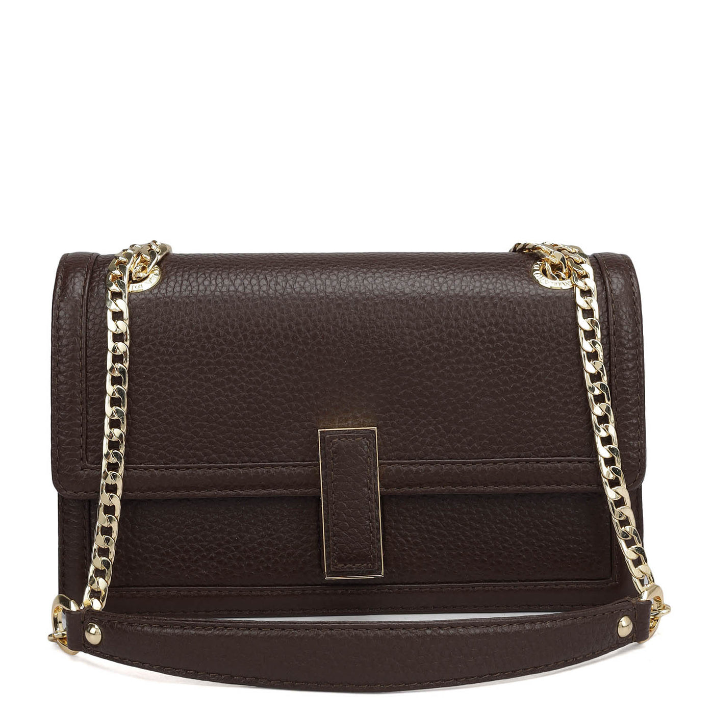 Small Wax Leather Shoulder Bag - Chocolate