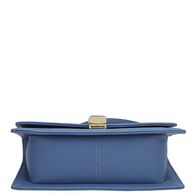 Small Floral Wax Leather Shoulder Bag - Denim