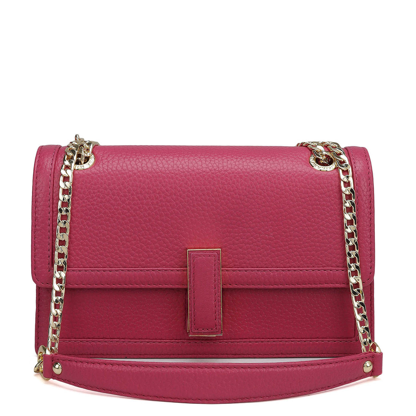 Small Wax Leather Shoulder Bag - Magenta