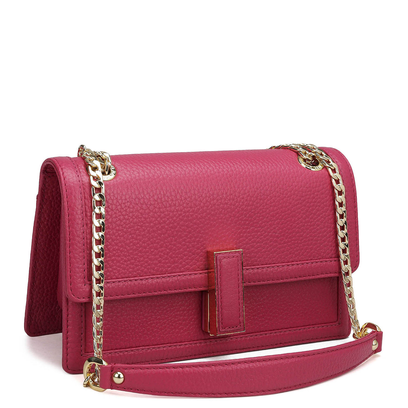 Small Wax Leather Shoulder Bag - Magenta