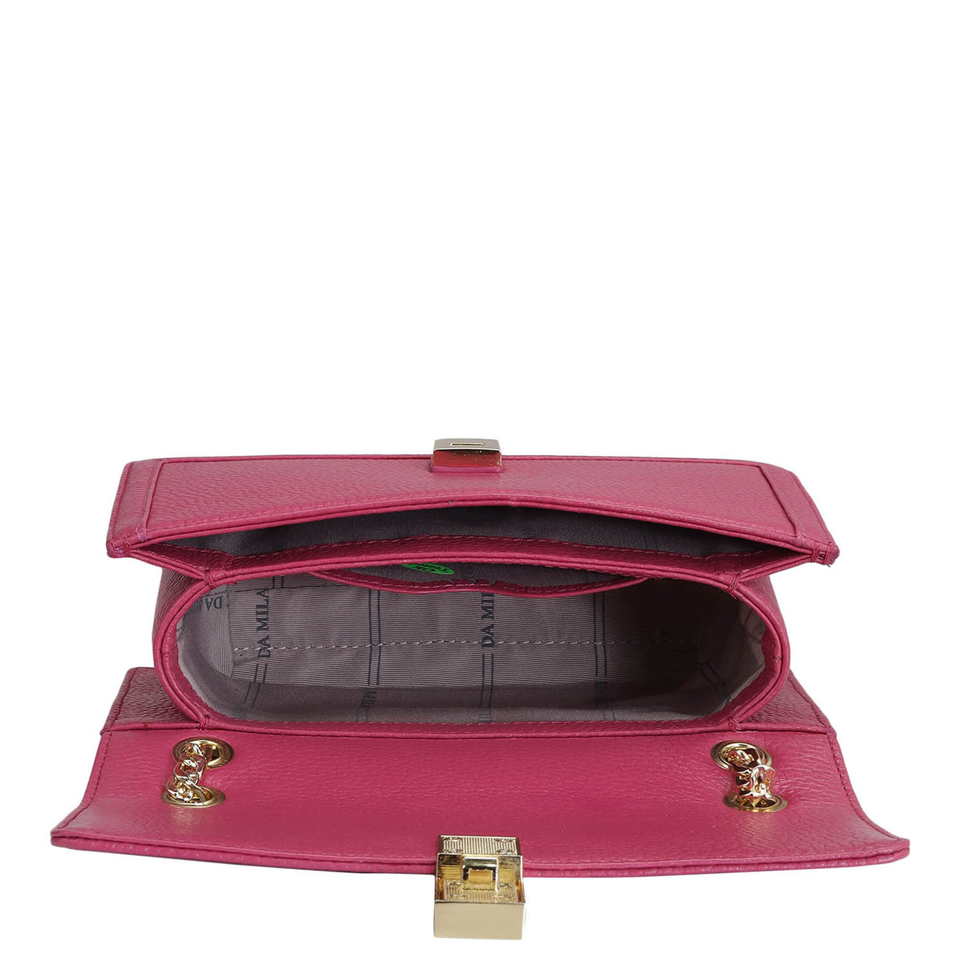 Small Wax Leather Shoulder Bag - Magenta