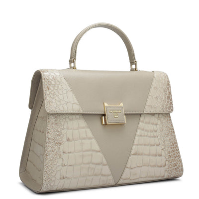 Medium Croco Franzy Leather Satchel - Frost