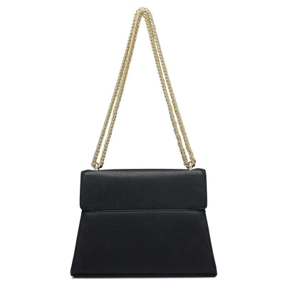 Small Croco Franzy Leather Shoulder Bag - Black