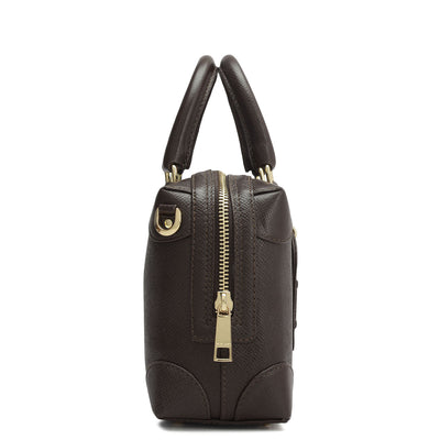 Small Franzy Leather Satchel - Chocolate