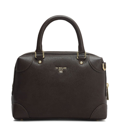 Small Franzy Leather Satchel - Chocolate