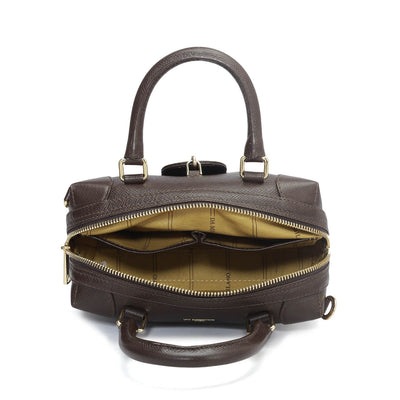 Small Franzy Leather Satchel - Chocolate