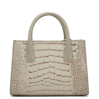 Small Croco Leather Satchel - Frost