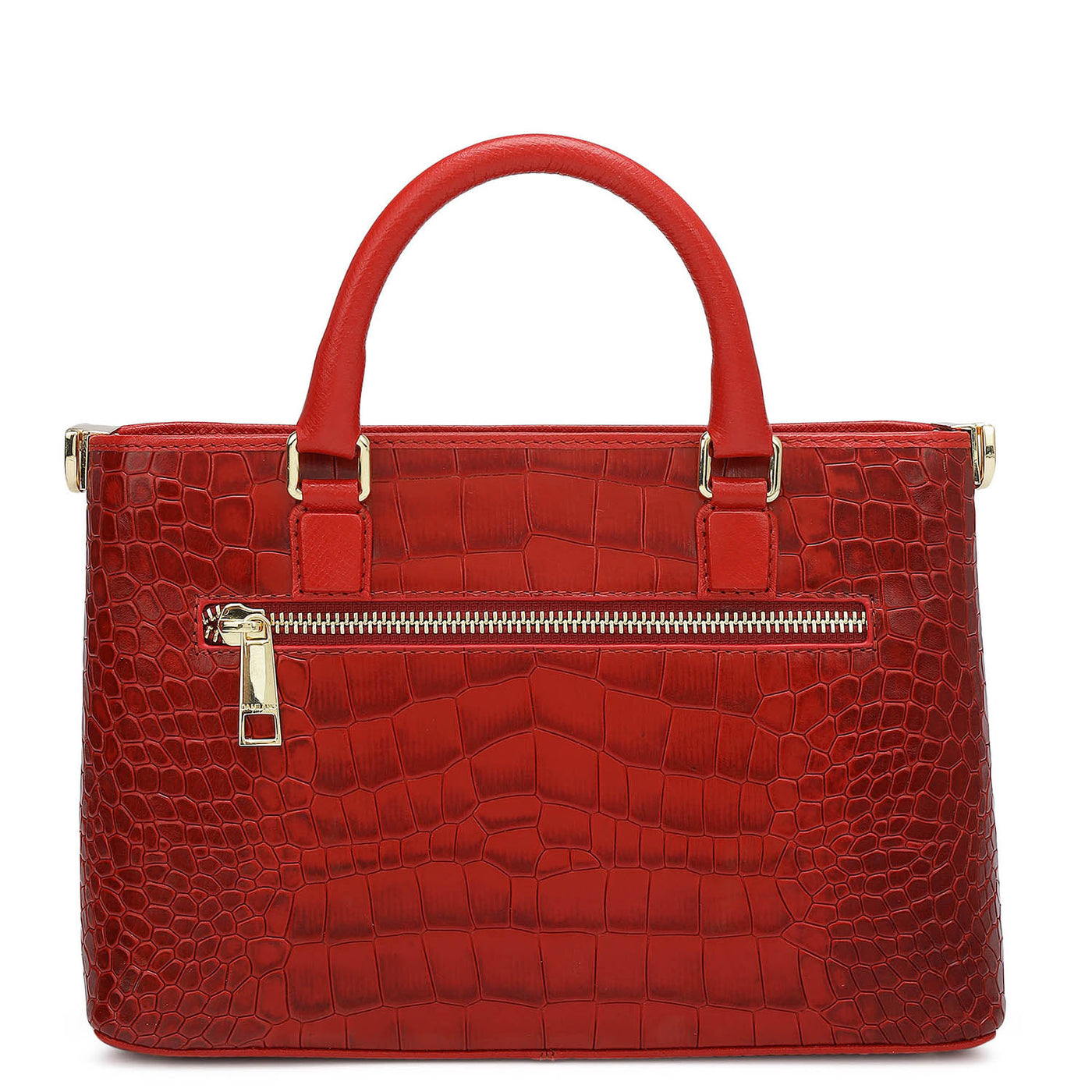 Small Croco Leather Satchel - Red