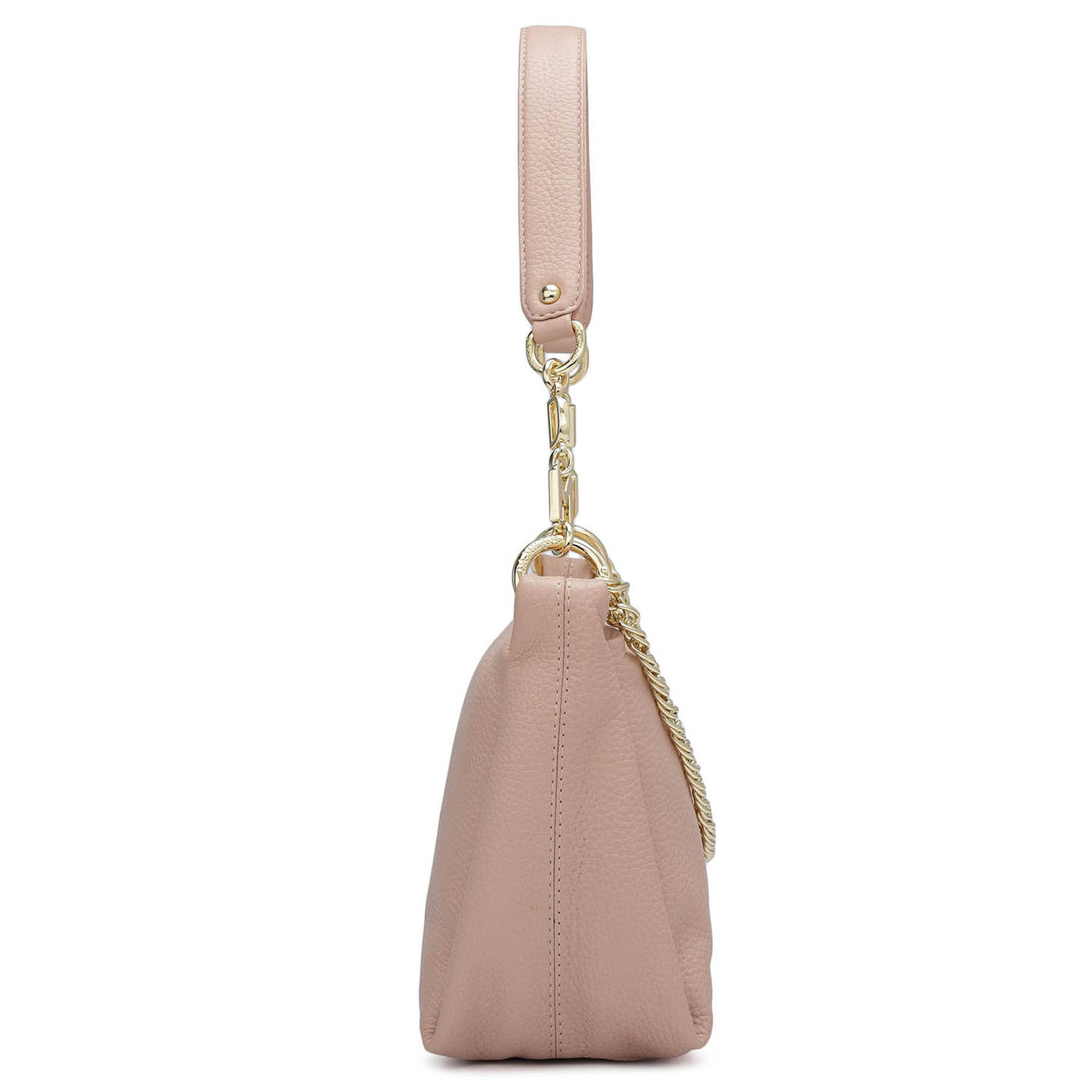 Small Wax Leather Baguette - Baby Pink