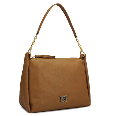 Medium Wax Leather Hobo - Caramel