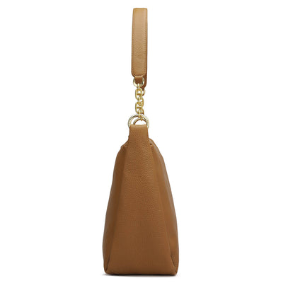 Medium Wax Leather Hobo - Caramel