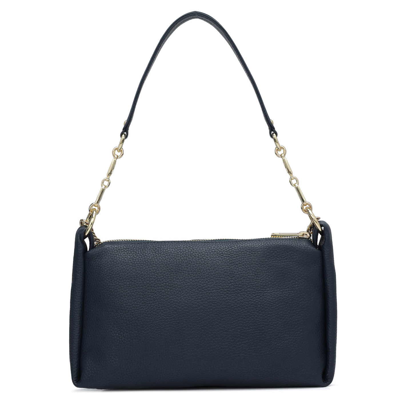 Small Wax Leather Baguette - Navy