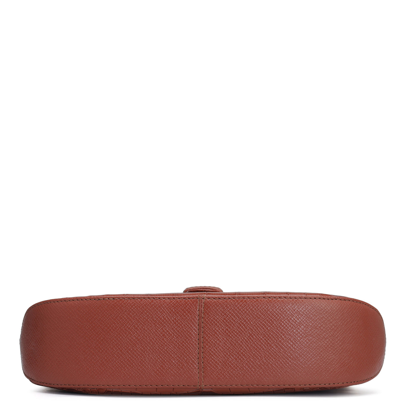 Small Croco Leather Baguette - Brick