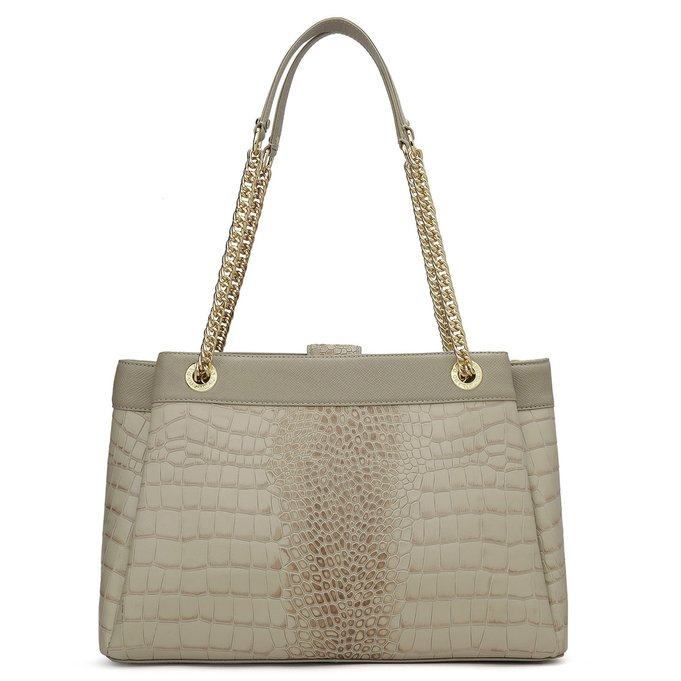 Medium Croco Leather Shoulder Bag - Frost