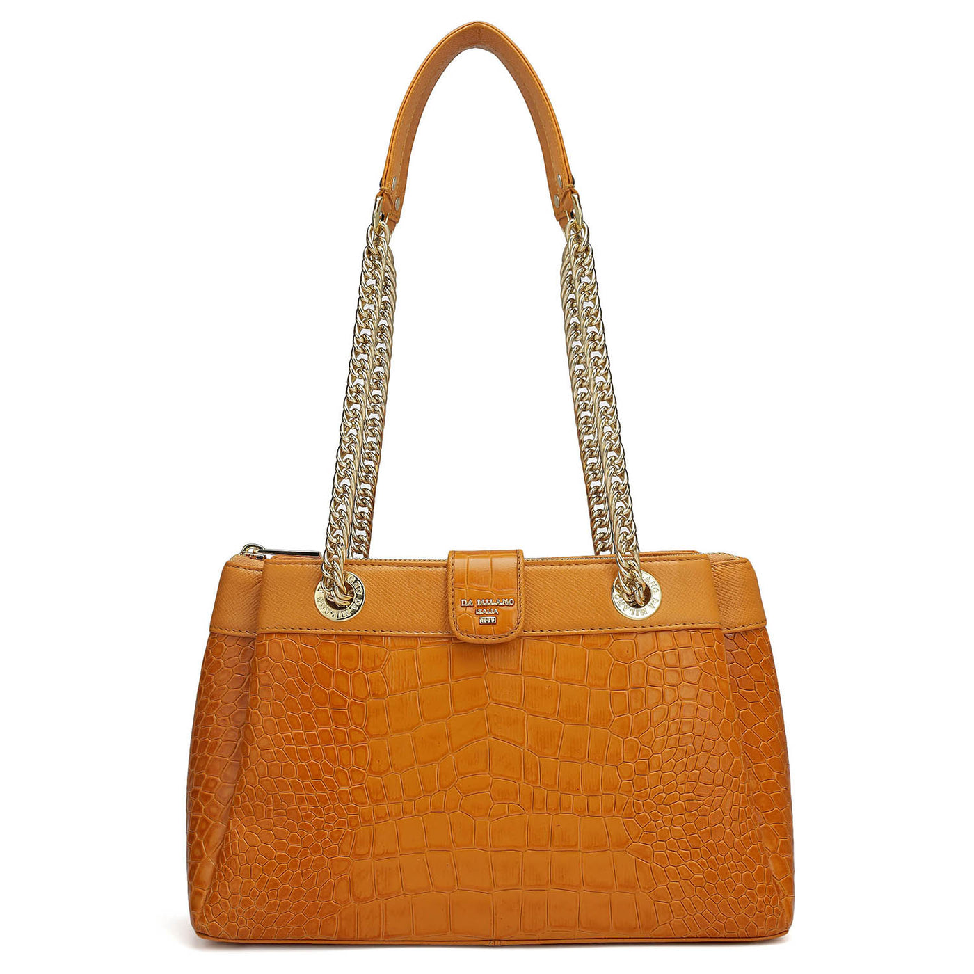 Small Croco Leather Shoulder Bag - Flame