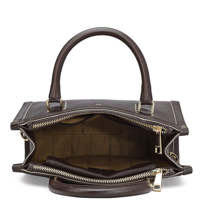 Small Franzy Leather Satchel - Chocolate