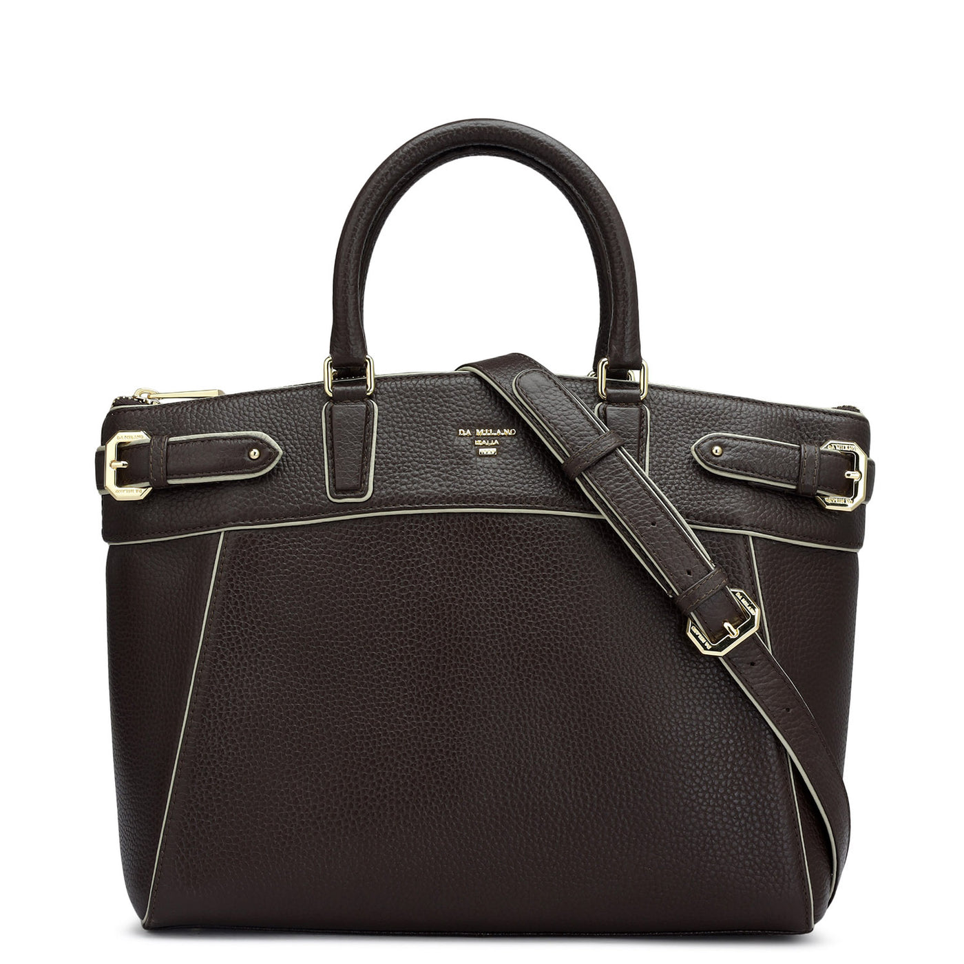 Medium Wax Leather Satchel - Chocolate