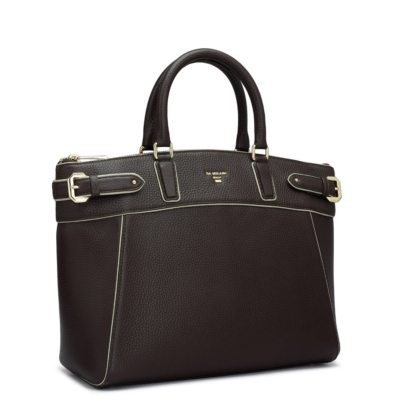 Medium Wax Leather Satchel - Chocolate