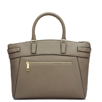 Medium Wax Leather Satchel - Greyish Taupe