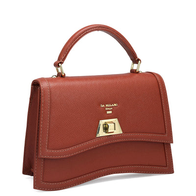 Small Franzy Leather Satchel - Brick