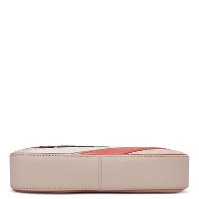 Small Franzy Monogram Leather Baguette - Blush