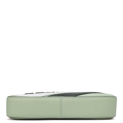 Small Franzy Monogram Leather Baguette - Mint