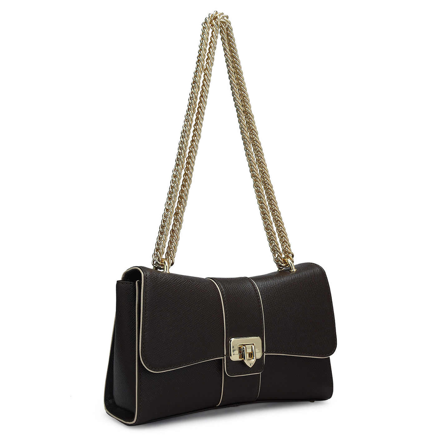 Small Franzy Leather Shoulder Bag - Chocolate