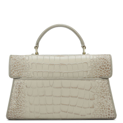 Small Croco Leather Satchel - Frost