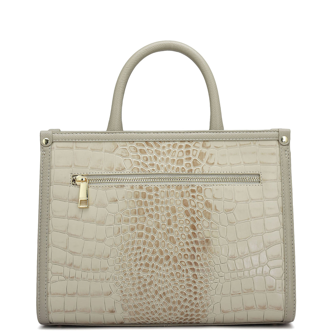 Medium Croco Leather Satchel - Frost