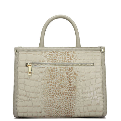 Medium Croco Leather Satchel - Frost