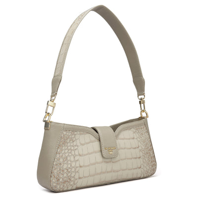 Small Croco Leather Baguette - Frost