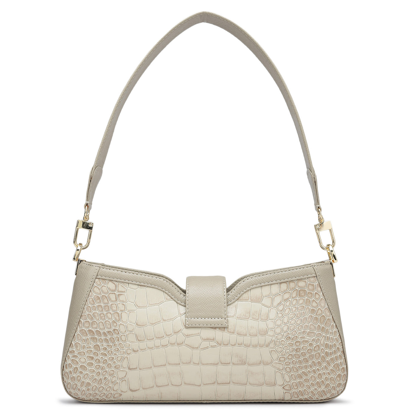 Small Croco Leather Baguette - Frost