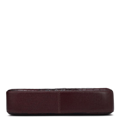 Small Croco Leather Baguette - Wine