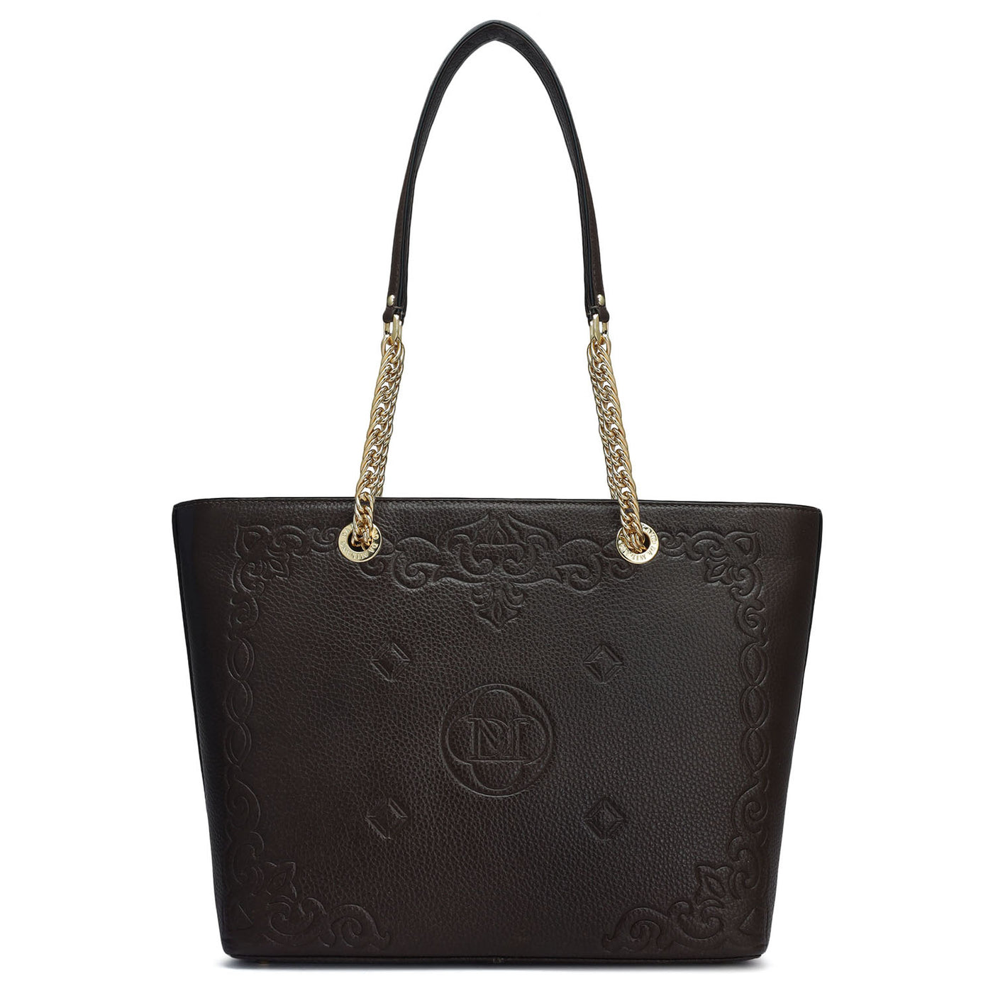 Medium Wax Leather Tote - Chocolate