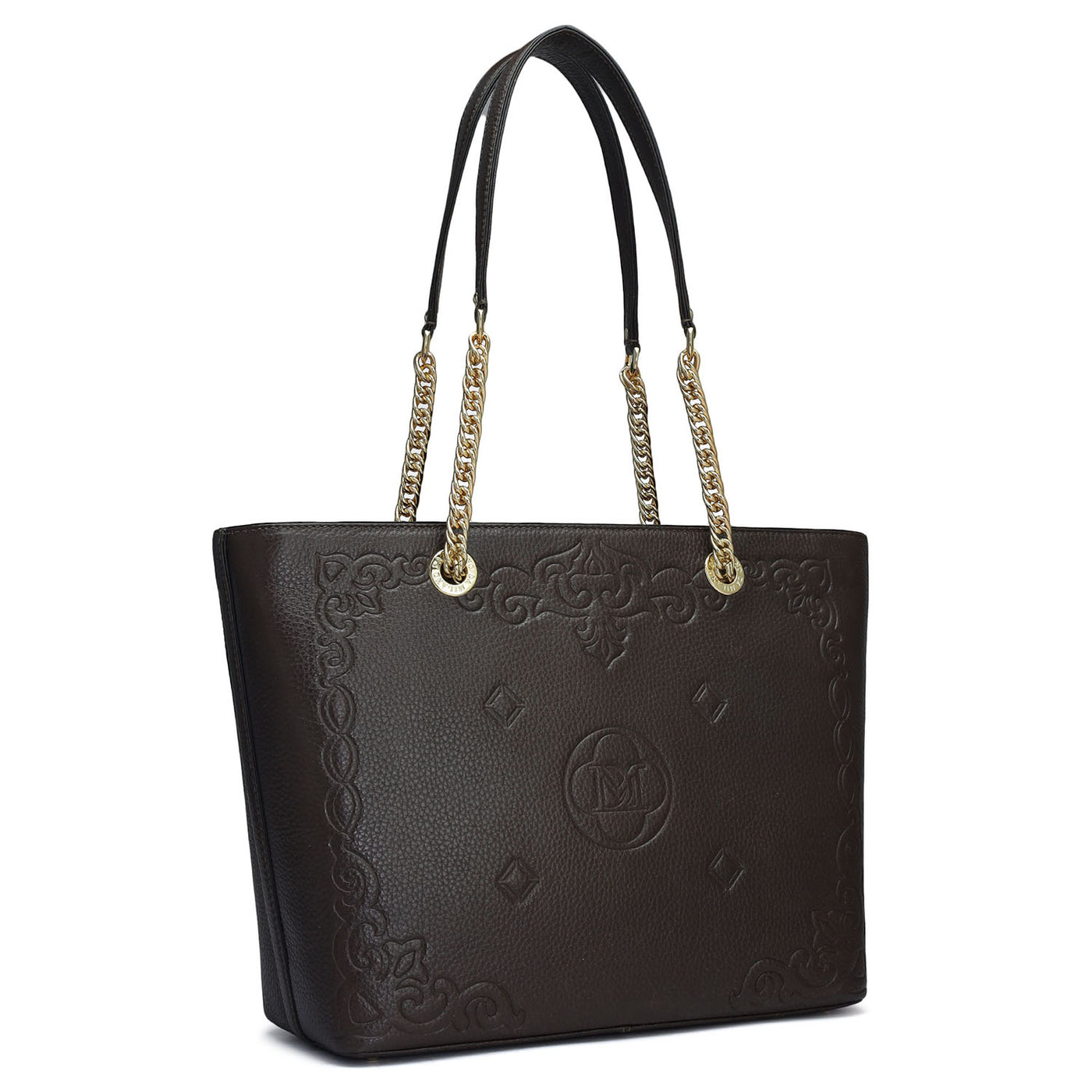 Medium Wax Leather Tote - Chocolate