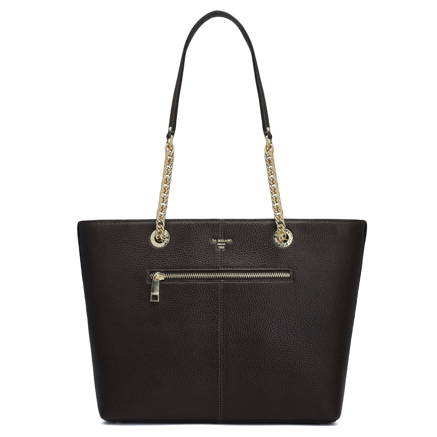 Medium Wax Leather Tote - Chocolate