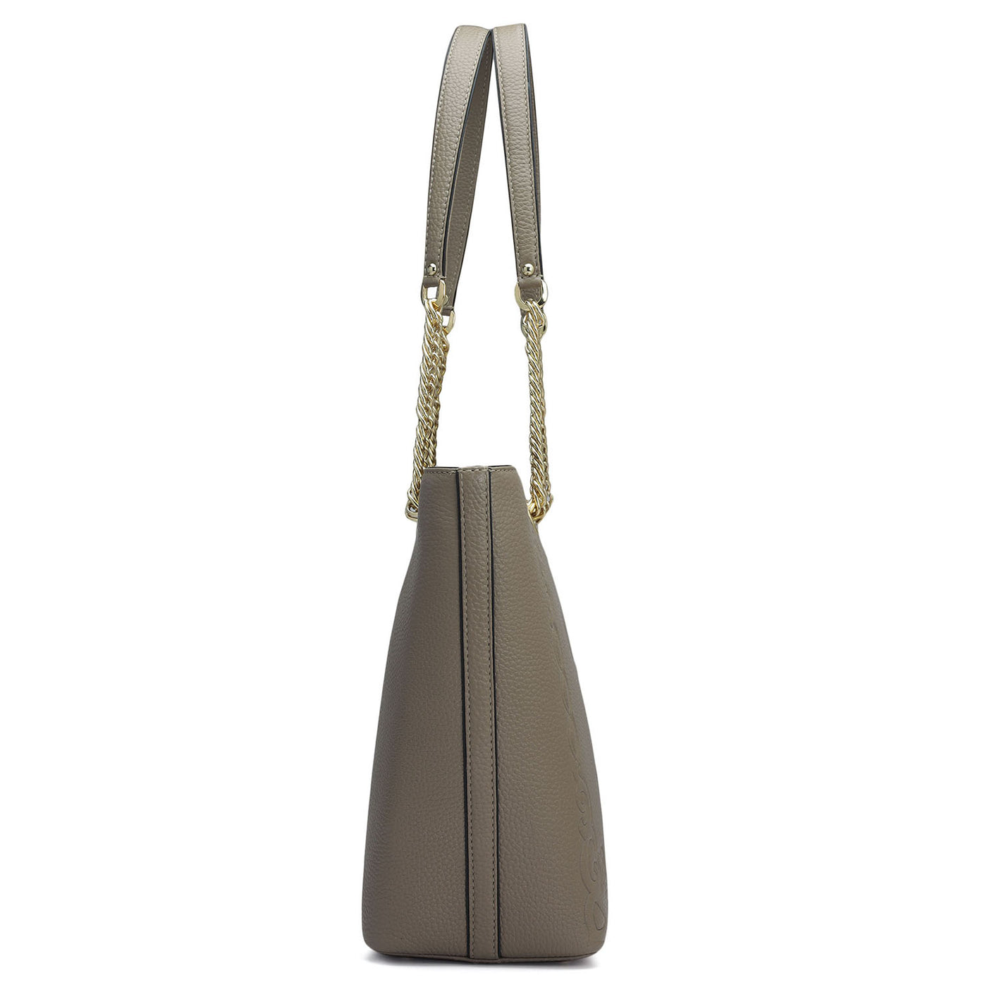 Medium Wax Leather Tote - Greyish Taupe