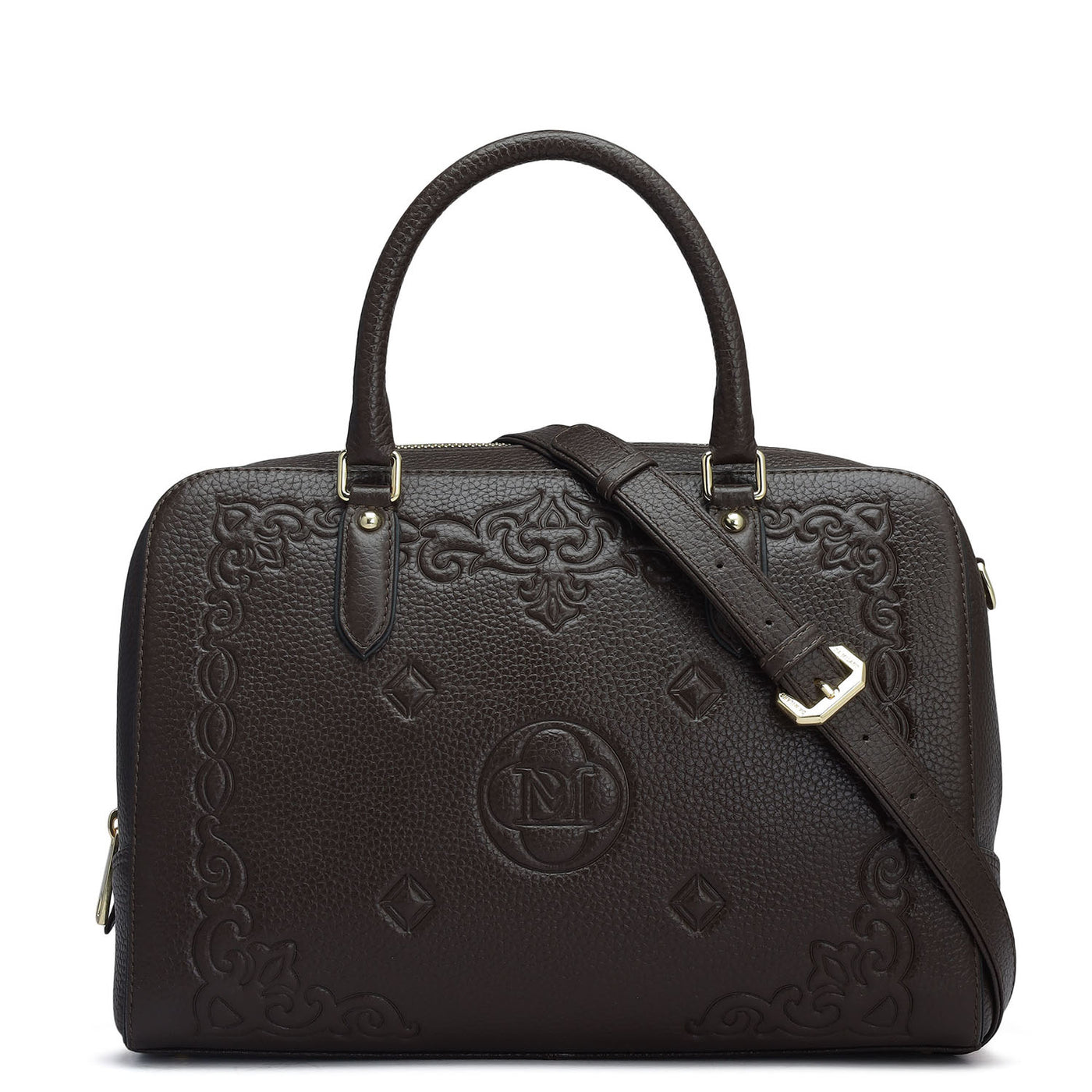 Medium Wax Leather Satchel - Chocolate